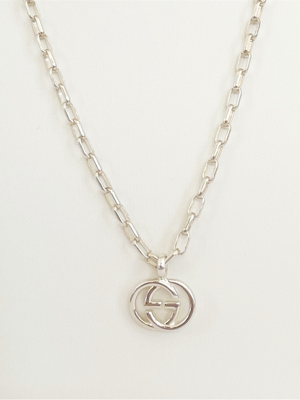 GUCCI  Interlocking G Pendant Necklace 925 Sterling Silver